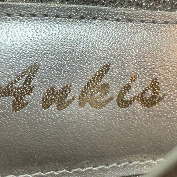 Women's Silver Glitter Ankle Strap Block Heel Sandals - Picture 6 of 8